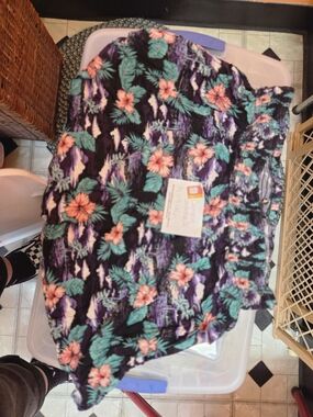 Hot topic Floral Tropical Print Smocked Waist Skirt - Black/Purple/Pink